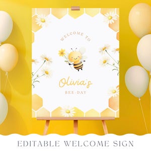 Cartello di benvenuto per la Giornata delle api, poster per la prima Giornata delle api, dolce compleanno delle api, cartello con testo modificabile, decorazione per la festa delle api, modello Canva 004