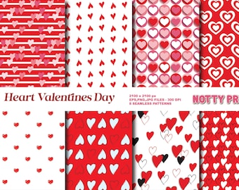 Valentine Hearts line Seamless Repeat Pattern, Sweet Heart Backgrounds, Printable Digital Paper