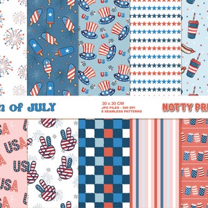 4TH ofJULY PATTERN , Retro Fourth July Seamless Repeat Pattern, 4th of july print , Backgrounds, Printable Digital Paper , Digital download