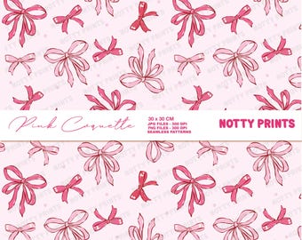 Coquette Bows Seamless Pattern, Pink Bows Seamless, Coquette Valentine's seamless, Digital File  Repeat Pattern for Sublimation