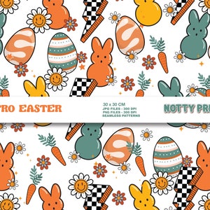 Happy Easter BUNNY , Bunny HOP, Bunny Easter Spring Seamless Repeat Pattern, Backgrounds, Printable Digital Paper Print