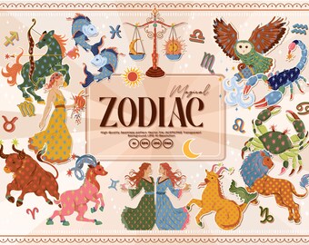 Magical Zodiac Seamless and PNG Bundle, Zodiac Sublimation Designs, Horoscope Png, Instant commercial Download