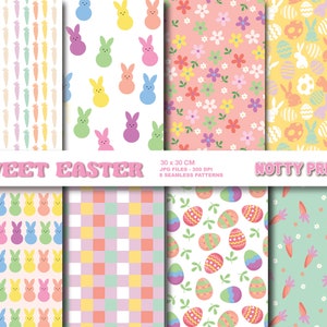 SWEET EASTER , Easter print files, Bunny Easter Spring Seamless Repeat Pattern, Backgrounds, Printable Digital Paper Download JPG files