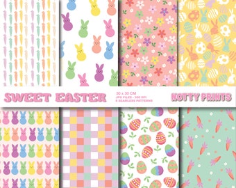 Bunny Easter Seamless Pattern, Spring Digital Paper (JPG Files)