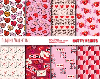 Be mine Balentine ,  Valentine Pink And Red Heart Backgrounds, Printable Digital Paper