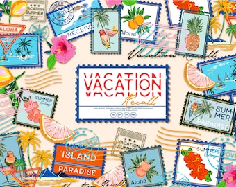 Vacation Recall , Summer Pattern Bundle Stylish 12 Bundle Summer Seamless Repeat Patterns for Fabric Sublimation commercial use