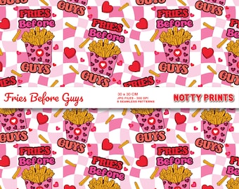 Fries Before Guys Valentine Seamless Pattern (Digital)