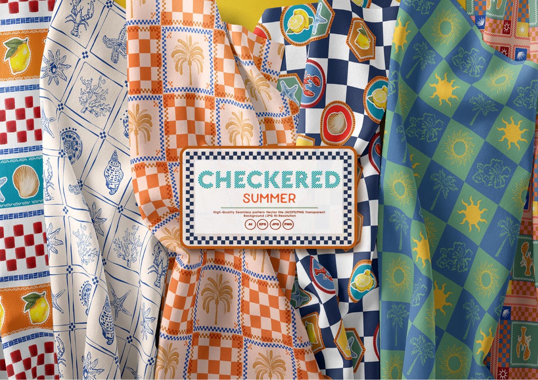 Checkered Summer , Summer Pattern Bundle Stylish 17 Bundle Summer ...