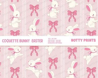 Easter Bunny Coquette Bow Seamless Pattern (Digital Download)