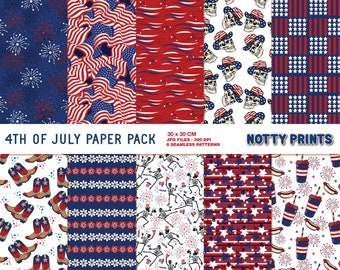 4th of July Seamless Pattern, American Digital Paper (JPG)