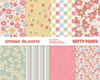 Spring Blooms Seamless Pattern, Floral Printable Paper (Digital Download)