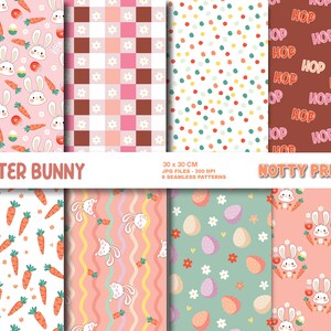 EASTER BUNNY, Easter prints , Bunny Easter Spring Seamless Repeat Pattern, Backgrounds, Printable Digital Paper JPG file Download