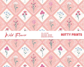 Wildflower Floral Seamless Pattern, Digital Fabric Print (JPG, PNG)