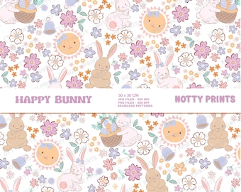 Wzór z motywem kwiatu zajączka wielkanocnego: sublimacja na tkaninie (do pobrania cyfrowego)