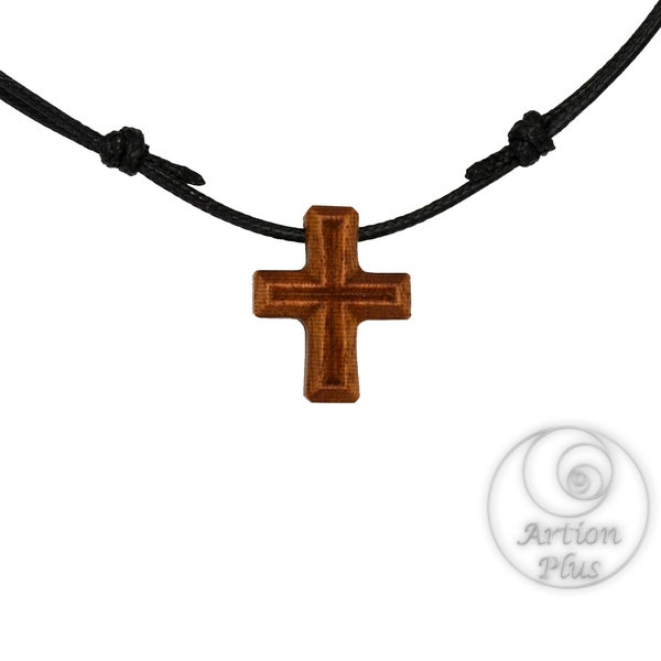 Petit collier de croix en bois, cadeau religieux, don spirituel, produits du christianisme, cadeau artisanal, croix en bois faite à la main