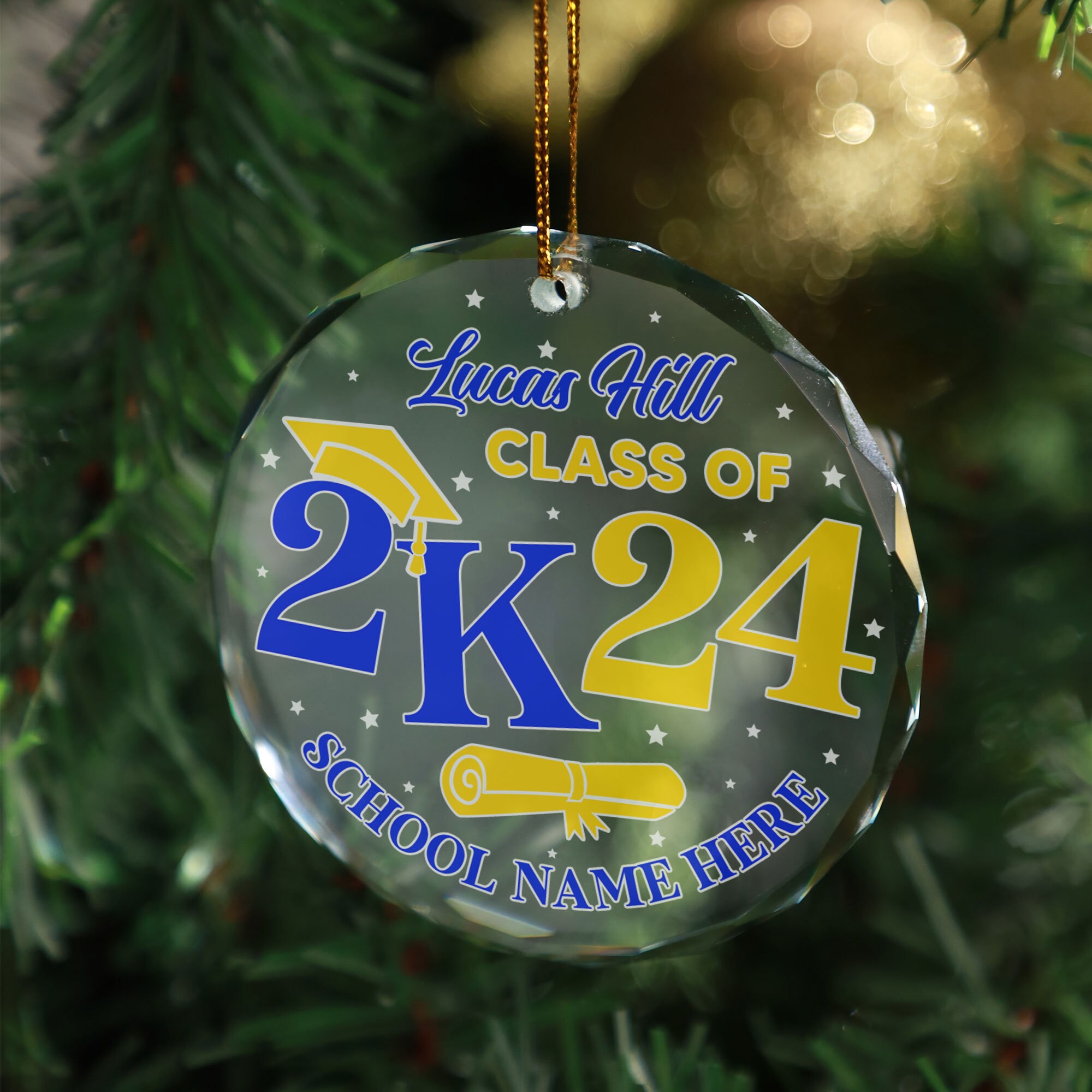 Class of 2024 GLASS Ornament Custom Graduation Christmas Etsy