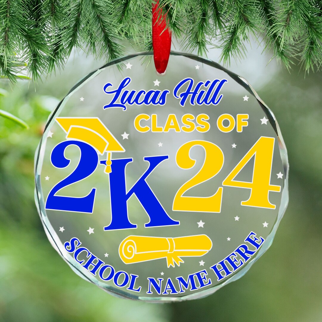 Class of 2025 GLASS Ornament Custom Graduation Christmas Etsy