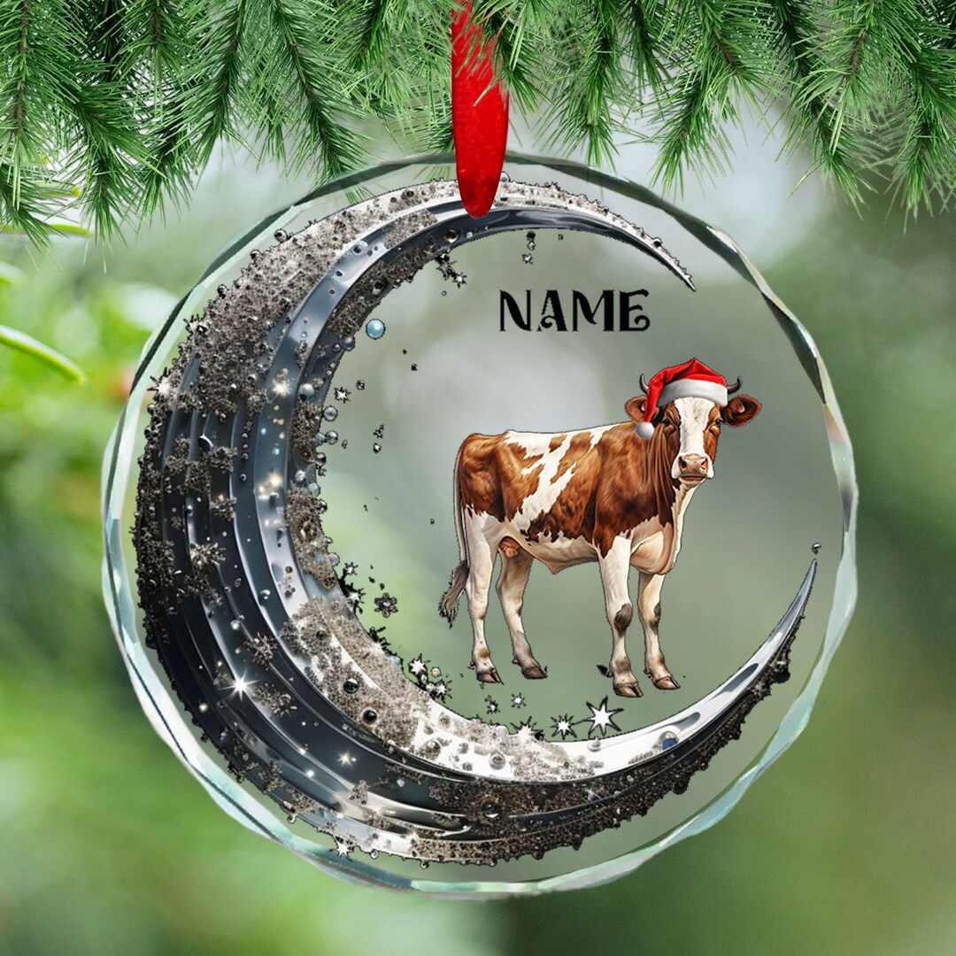 GLASS Cow Christmas Ornament Custom Highland Cow Ornament Etsy