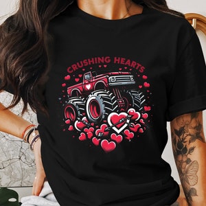 Monster Truck Crushing Hearts Digital PNG Print, Valentine's Day