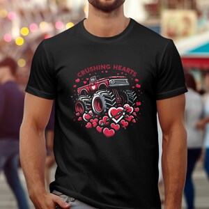 Monster Truck Crushing Hearts Digital PNG Print, Valentine's Day