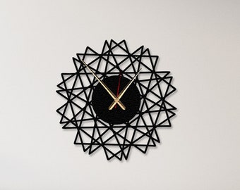 Large Modern Wall Clock, Unique Wall Clock, Minimalist Silent Clock Decor, Unique Home Decor, Black Metal Clock, Mothers Day Gift, Home Gift