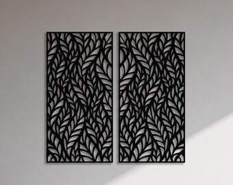 Geometrisches 2er Set, große Wandkunst Set, Mid Century Wandkunst, einzigartige Wandkunst, 2 Panel Wandkunst, Zweig Dekor, Natur Wandkunst, modern