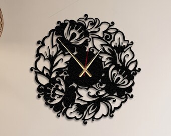 Blumen Metall Wanduhr, Uhr Kunst Dekor, moderne Wanduhr, Mohn Blumen Uhr, minimalistische Uhr, spezielles Design, beliebt jetzt, Geschenk