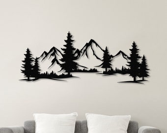 3D Metall Wald Wandbild, immergrüne Bäume, immergrüne Bäume, Wald Wand Kunst, Geschenk für Kinder, Kinderzimmer, Weihnachtsgeschenk, Hill Wall,