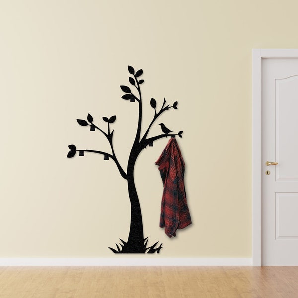 Très grand porte-manteau mural arbre, Crochets décoratifs, Organiseur d'entrée, Décoration de ferme, Porte-sac, Cintre pour chapeaux, Porte-clés, oeuvre d'art sur une branche