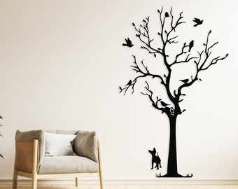 Metall Baum Wandkunst, Wald Wandkunst, Hund Wandkunst, Geschenke für Baumliebhaber, Baum Kabine Dekor, immergrüne Bäume, moderne Baum Kunst, Wohnzimmer Dekor