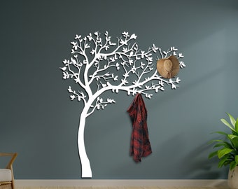 Birds on Branch Decorative Hooks, Modern Coat Rack, Entryway Organizer, Tree Coat Rack, Hat Hanger, Key Holder for Wall, Metal Tree Wall Art