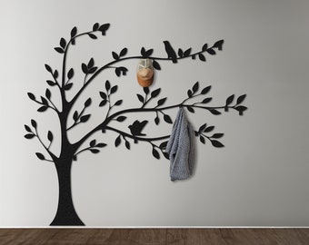 Extra Large Metal Tree Clothes Rack Wall Mount, Coat Hanger Wall, Hat Hanger, Wall Organizer, Wall Hooks Unique, Bag Holder, Decor Hooks