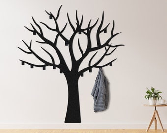 Árbol moderno abrigo rack montaje en pared, perchero, percha de sombrero, ganchos de decoración, decoración de pared de rama, decoración de pared elegante, percha de pared de metal, estante de llaves