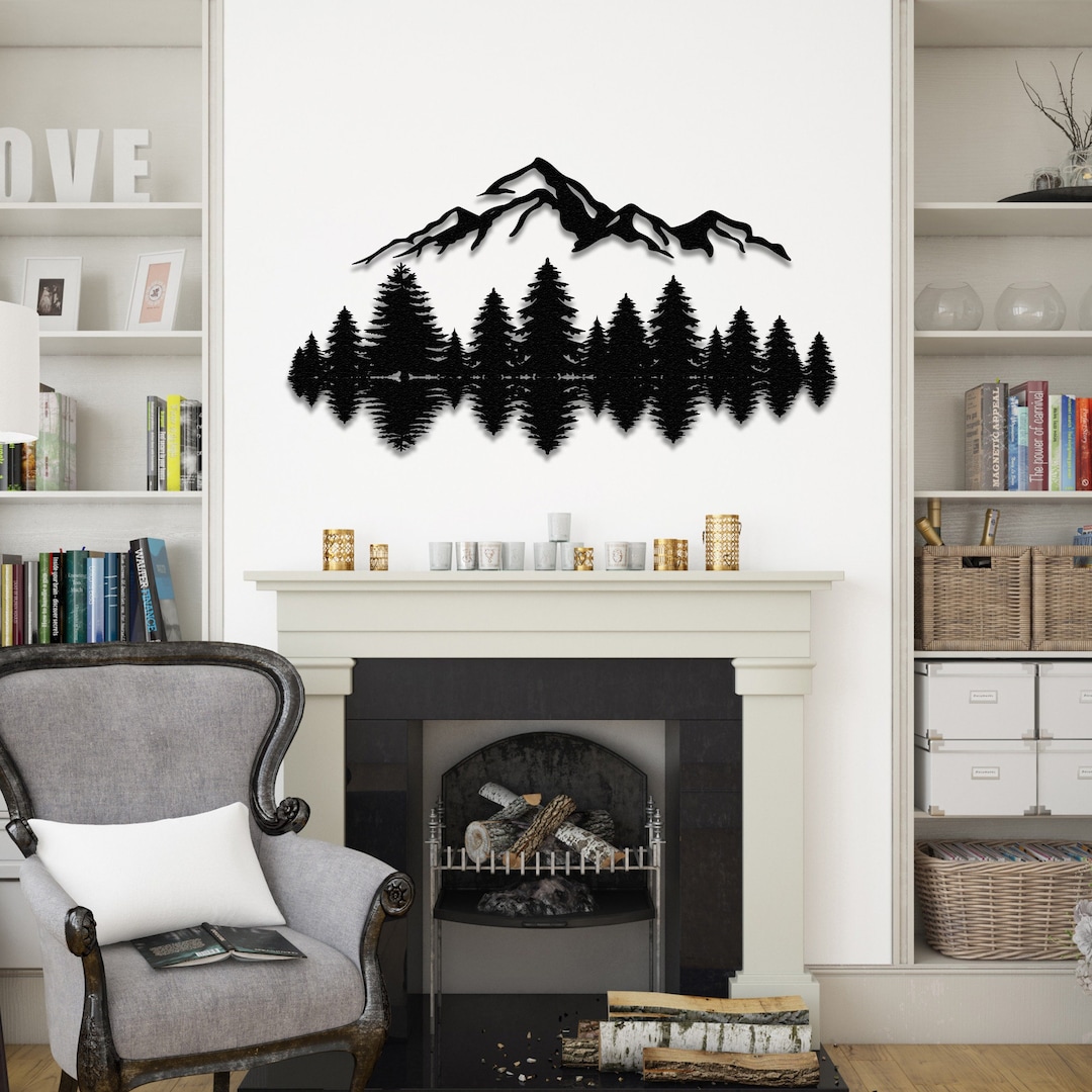 Mountain Forest Metal Wall Decor Nature and Trees Wall Art Etsy