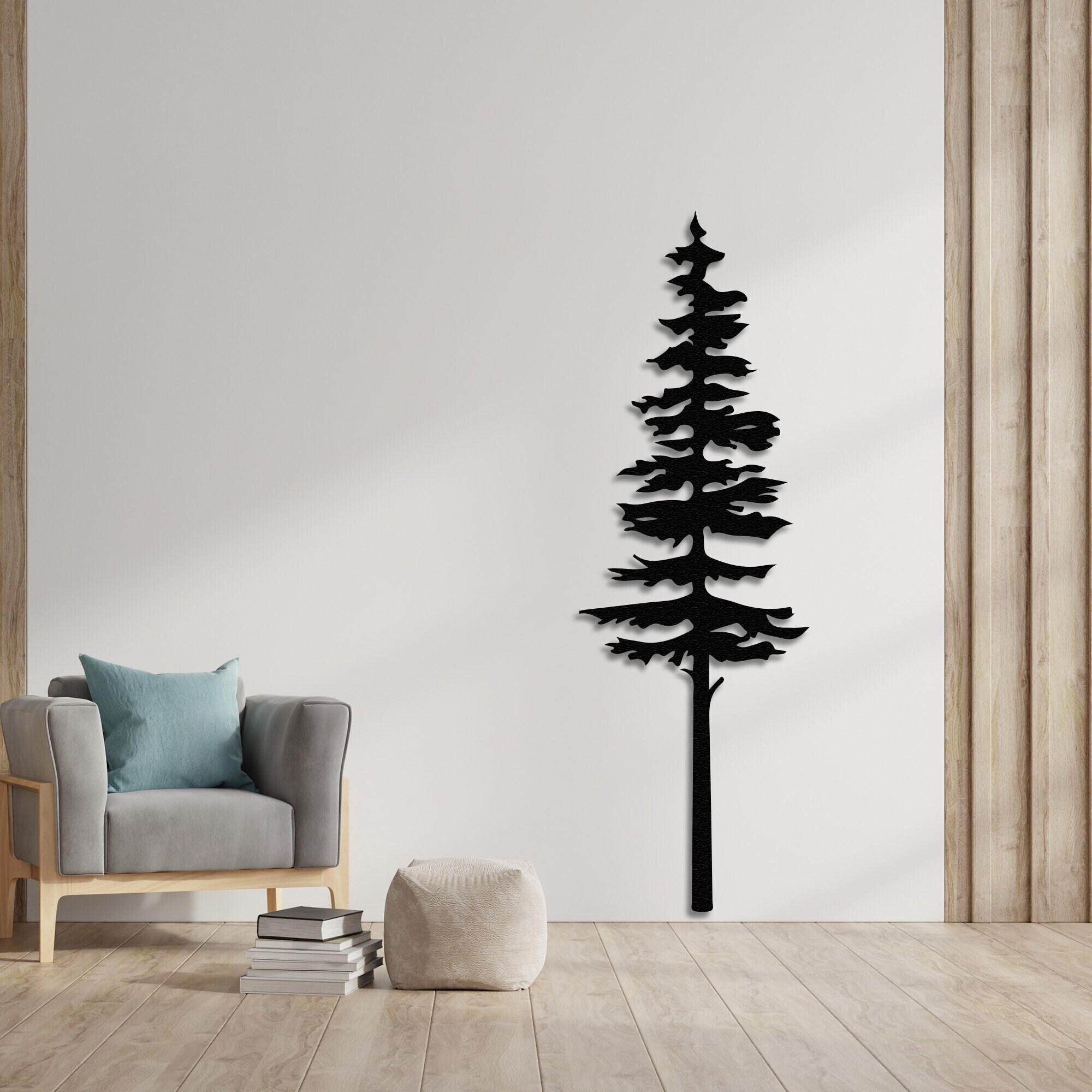 Metal Pine Tree Wall Decor, 118 Forest Wall Art, Nature Lover Gift, Extra Large Wall Art, Tree