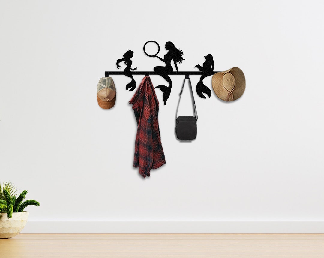 Mermaid Hook Wall Mount, Metal Coat Rack, Ocean Wall Decor, Bathroom ...