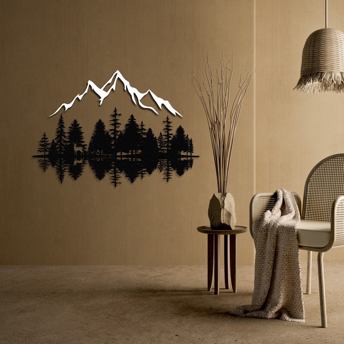 Mountain Forest Metal Wall Decor Nature and Trees Wall Art Etsy