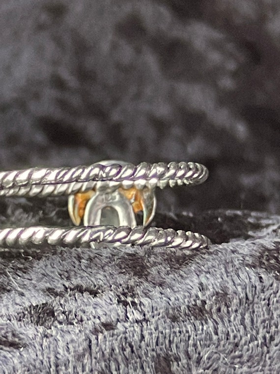 Vintage 925 Silver Moonstone and Crescent Moon Double Band