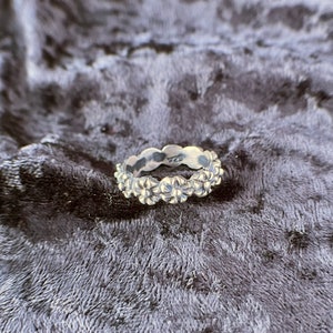 Bague en argent sterling 925 avec couronne de fleurs vintage des années 1970, Boho Mexique, neuve, jamais portée taille 7
