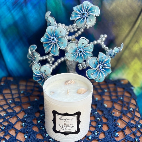 Handmade soy wax candles| Flower Design| Rock Design| hand poured to perfection| 18oz candles