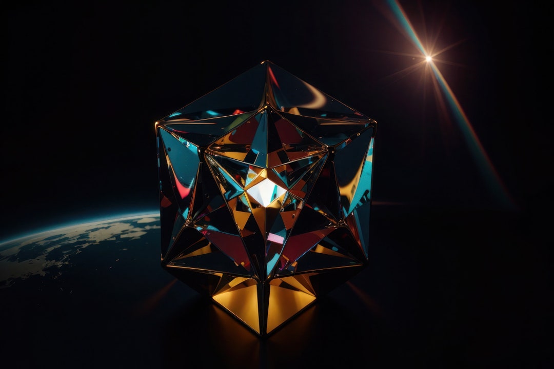 Icosahedron in Space , AI Art, AI Generated Art, Digital Art, Digital ...