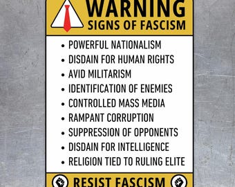 Warning Signs of Fascism Sticker: Laminated Political Activism Vinyl