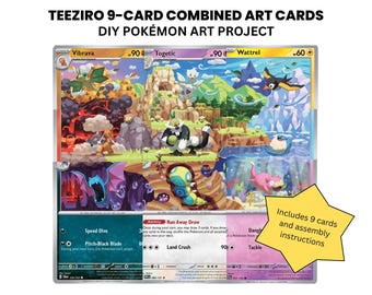 Teeziro 9-Card Pokémon Card Mural Set - 3x3 Panoramic Card Art - Mint/NM - TCG Connected Art + Assembly Guide