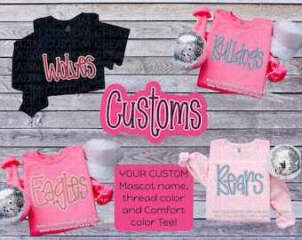 3D Puff Embroidered CUSTOM Mascot Sweatshirt | Personalized | Christmas Gift | Mascot | School Spirit