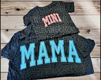 MAMA y/o MINI Camisetas bordadas/ Camisetas con estampado de guepardo /Vinilo brillante con bordados / Camisas a juego / Regalo del Día de las Madres