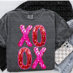 XOXO Faux Sequin T-shirt | Valentines Day | DTF Printed T-shirt | comfort color