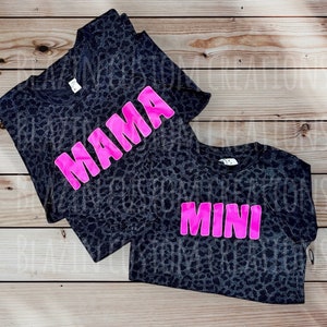 Mama Mini Vinyl Leopard Shirts | Custom | Mama Mini | Mothers Day Gift | Simple Personalized Mama Shirt