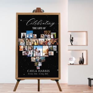 Starry Night Funeral Welcome Sign l Editable Black Memorial Poster l Canva Template l Celestial Celebration Of Life l Memorial lFuneral Sign