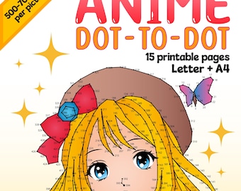 Anime Dot-to-Dot Printable Set 2 | 500–700 Dots | 15 Pages | PDF A4 + Letter