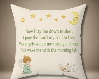 Now I Lay Me Down to Sleep Pillow, Baby Prayer Pillow, Christian Nursery Decor, Heirloom Quilt Pillow, Baptism Gift